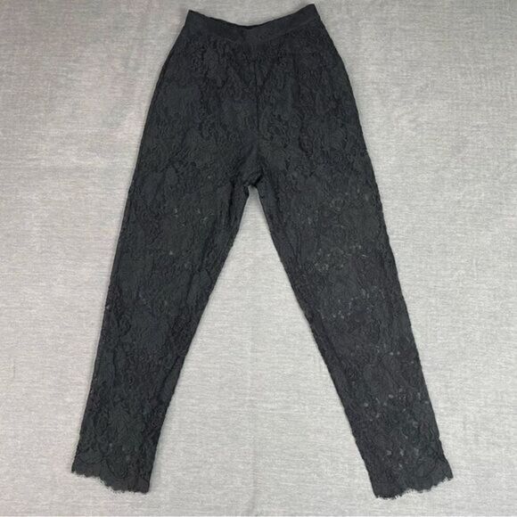 High Waisted Black Semi Sheer Lace Pants With Built in Shorts Women’s Size 8 - Picture 1 of 11